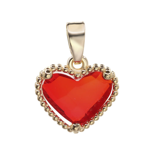 Colgante Enchapado en Oro Diseño Corazón con Cristal Rojo