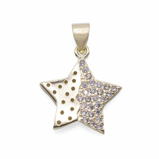 Colgante Enchapado en Oro Estrella con Circones