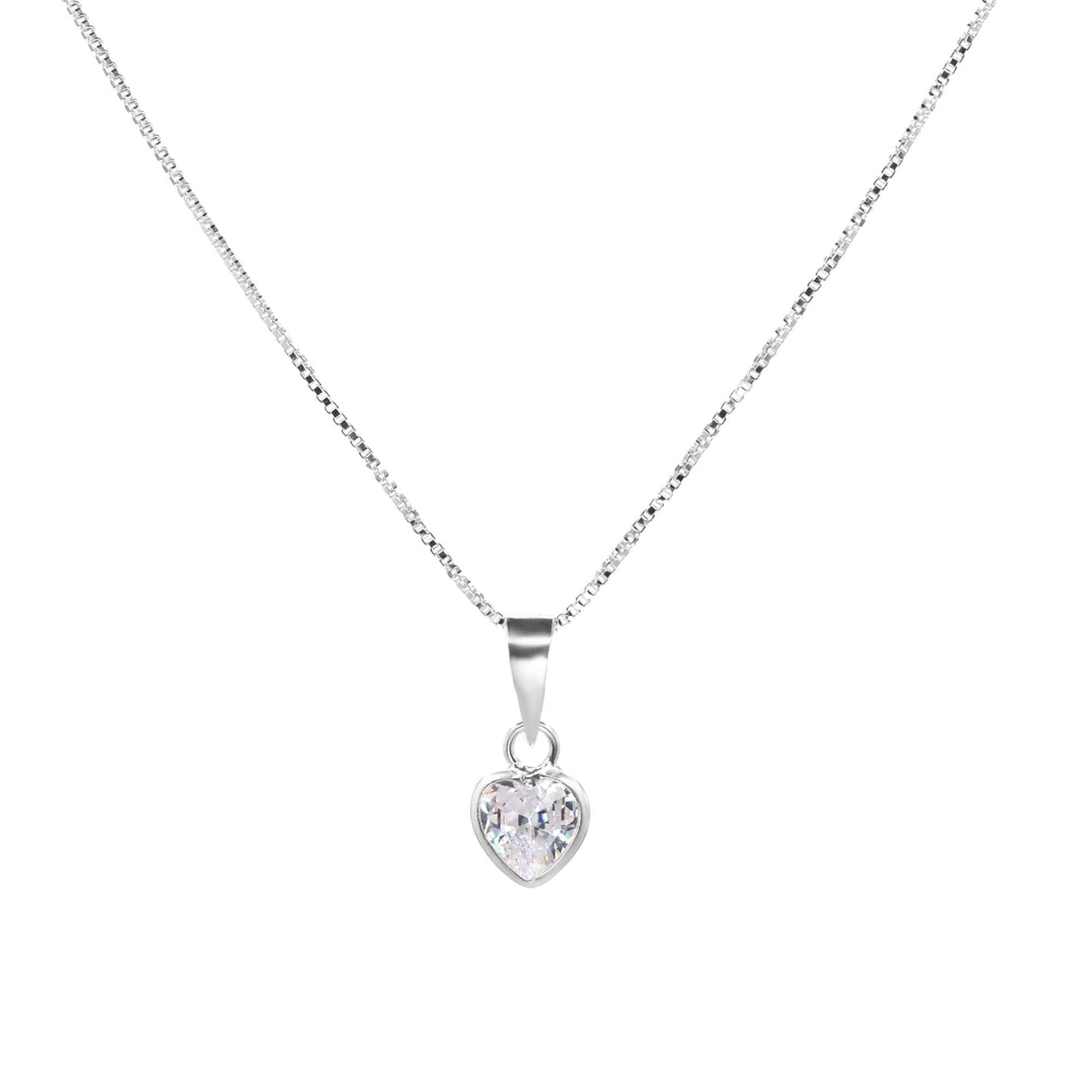 Collar de Plata 925 Corazón de Circón 35 cm