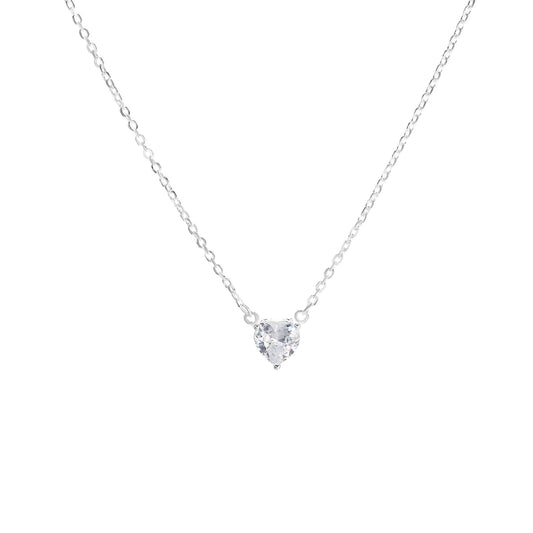 Collar de Plata 925 Diseño Circón Corazón 7 mm