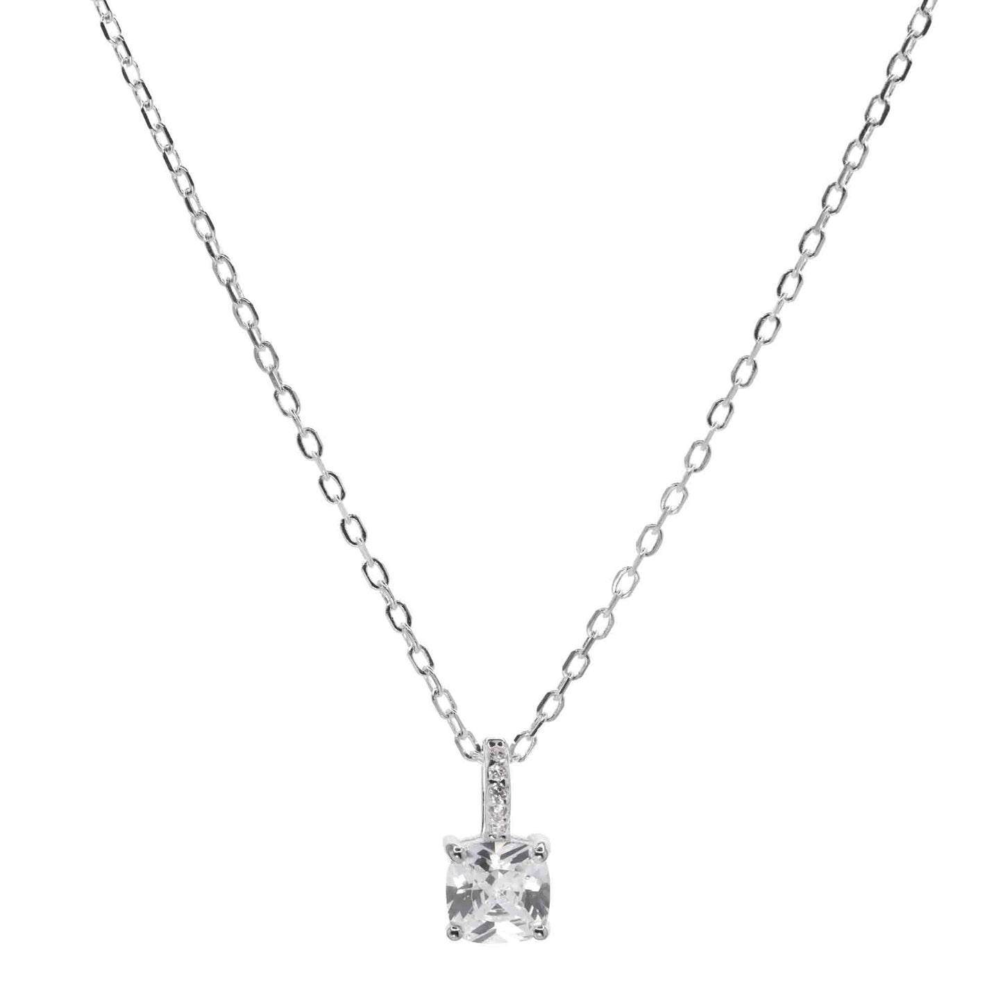 Collar de Plata 925 Diseño Circón Cuadrado con Valier de Circones