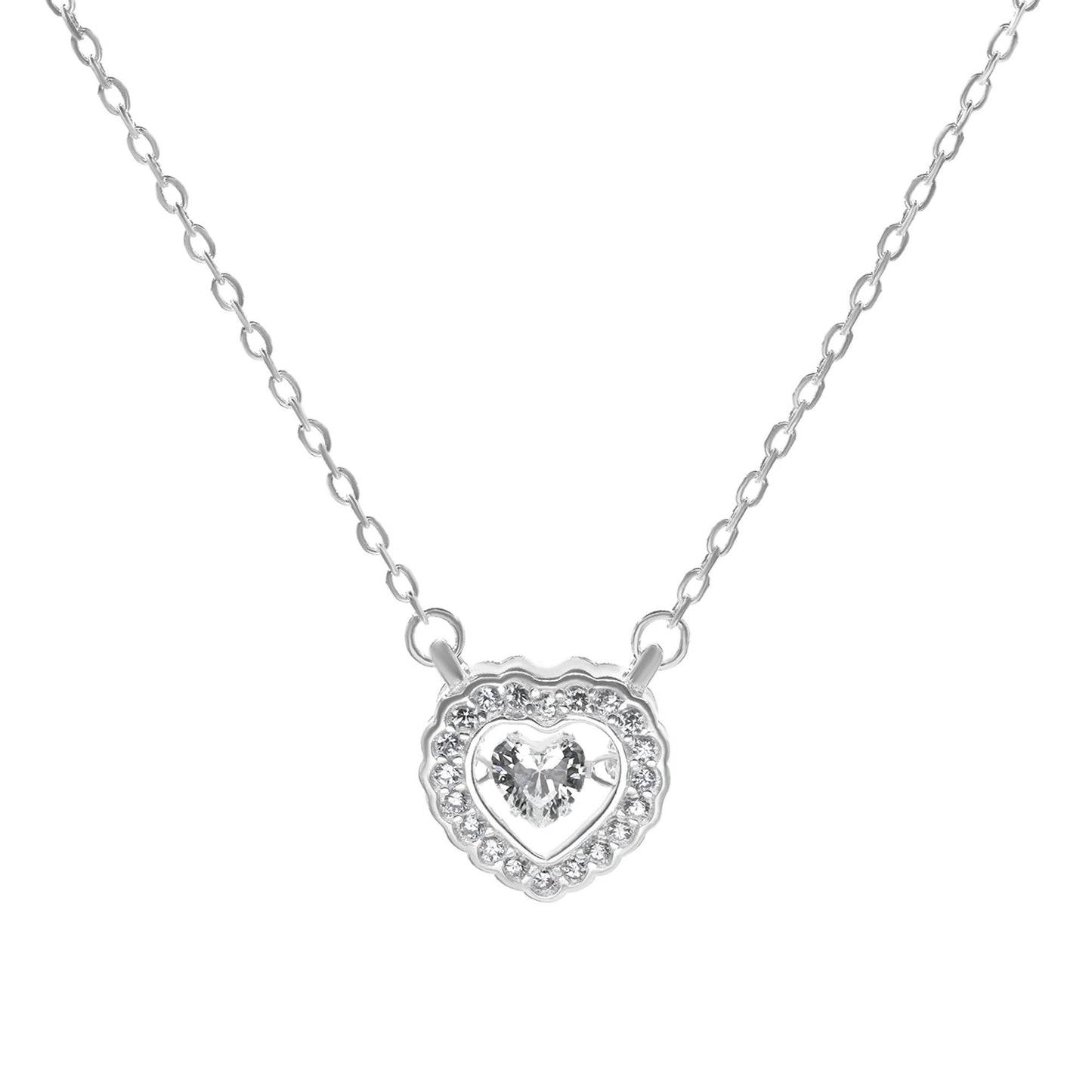 Collar de Plata 925 Diseño Corazón de Circones con Circón Colgante