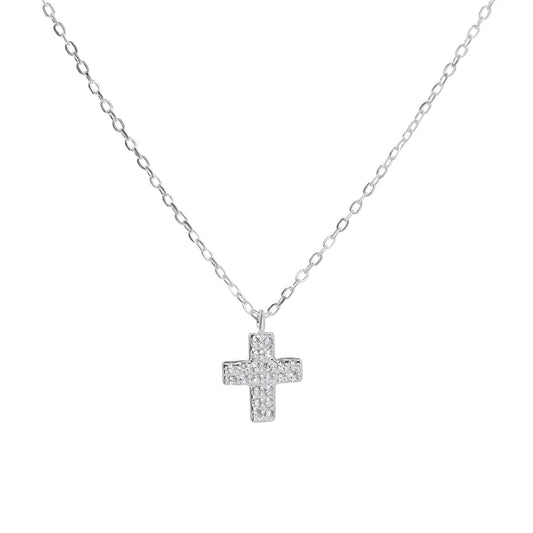 Collar de Plata 925 Diseño Cruz de Circones de 9 mm