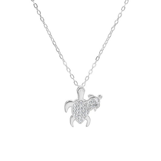 Collar de Plata 925 Diseño Marino de Tortugas con Circones