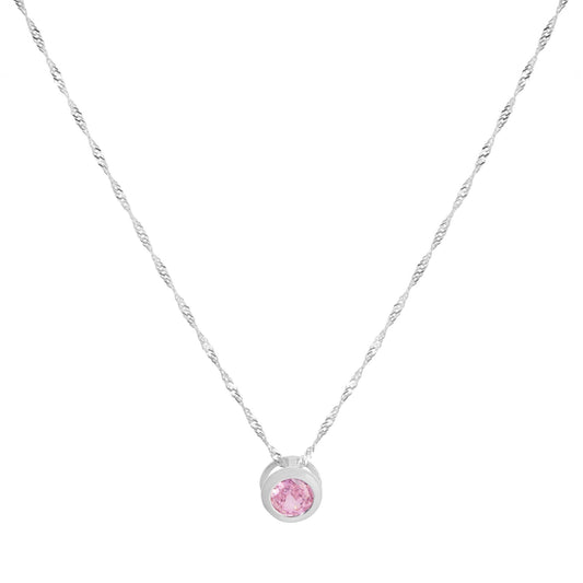 Collar de Plata 925 Punto de Luz Rosa en 40 cm