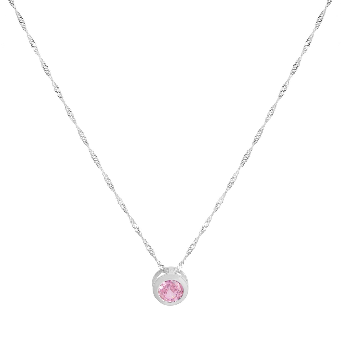 Collar de Plata 925 Punto de Luz Rosa en 50 cm