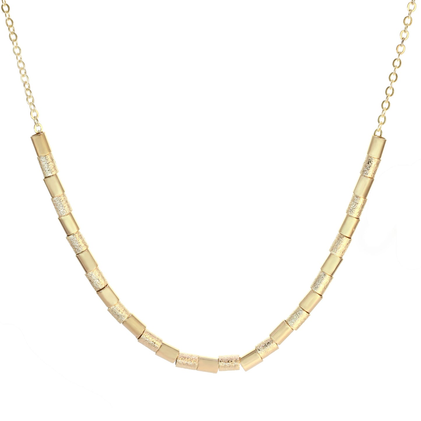 Collar Enchapado en Oro Diseño Cilindros Satinados y Lisos