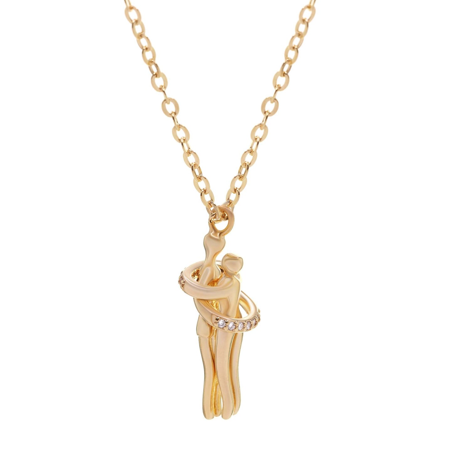 Collar Enchapado en Oro Diseño Enamorados con Detalles de Circones