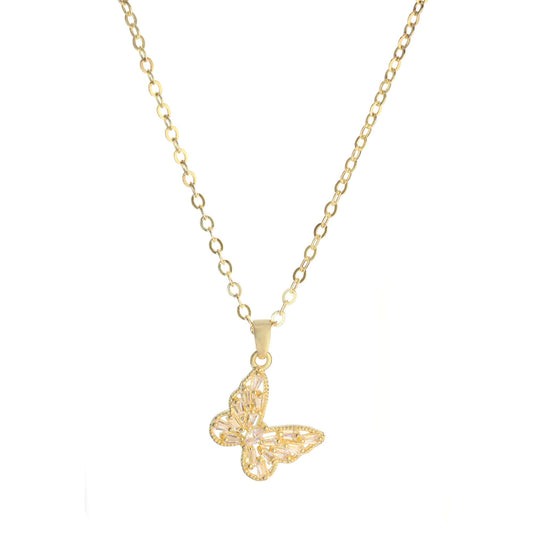 Collar Enchapado en Oro Mariposa de Circones