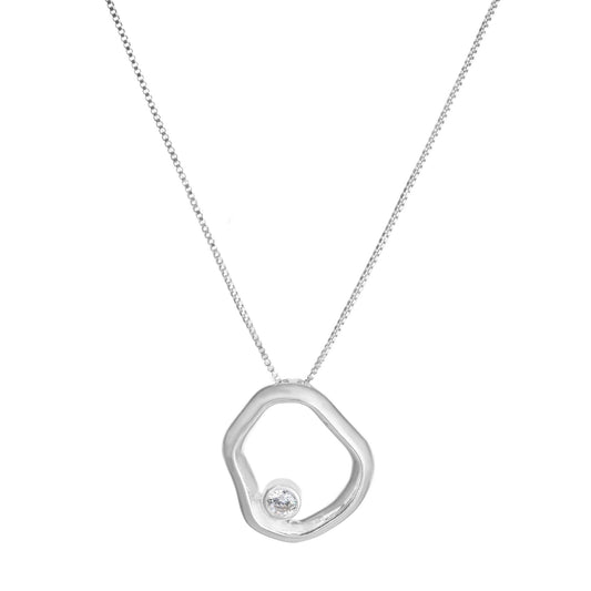 Collar Enchapado en Plata Diseño Irregular con Circón
