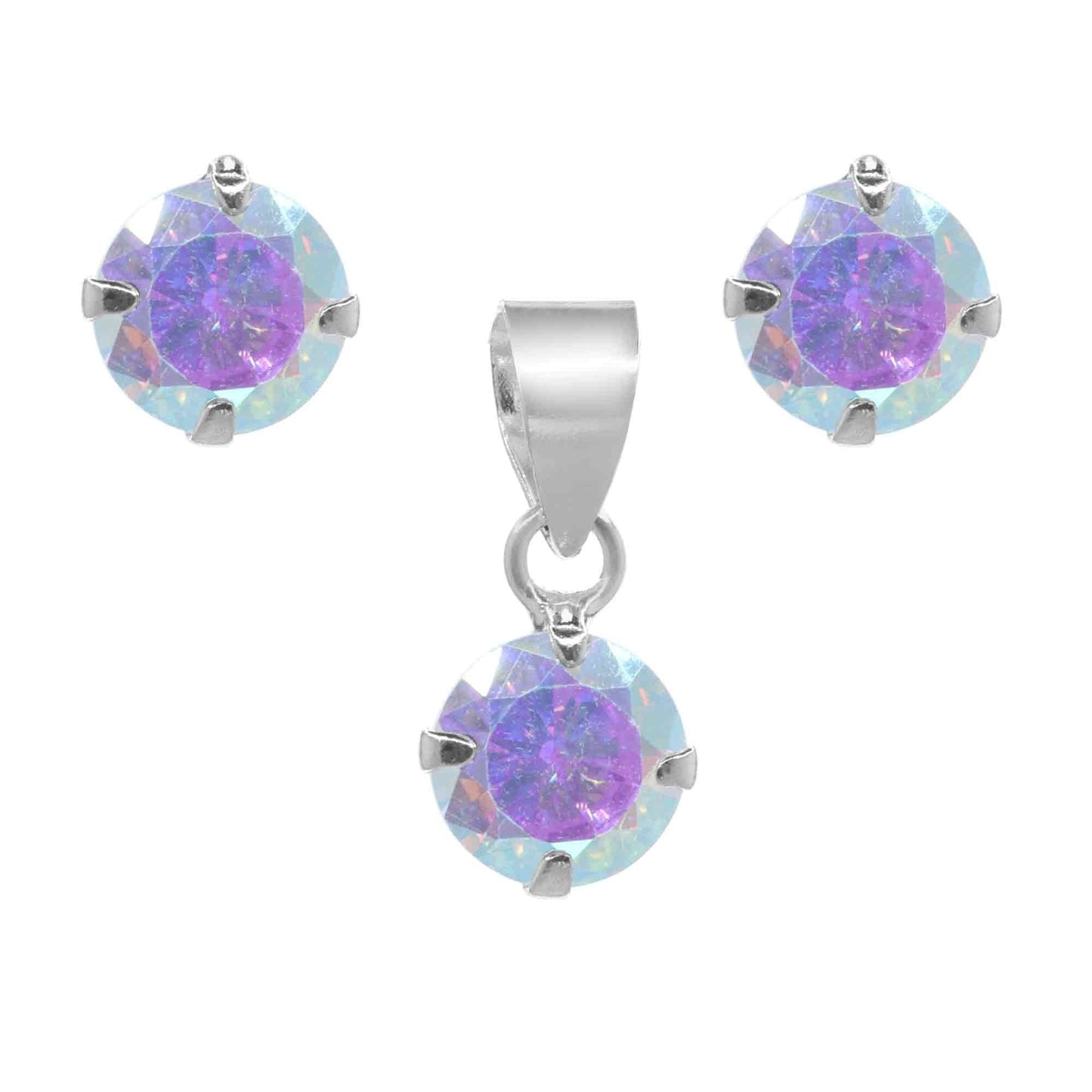 Conjunto de Plata 925 Diseño Circón Tornasol