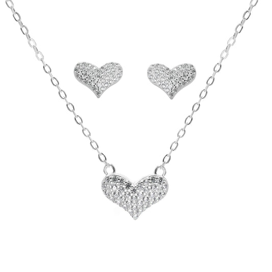 Conjunto de Plata 925 Diseño Corazón de Circones
