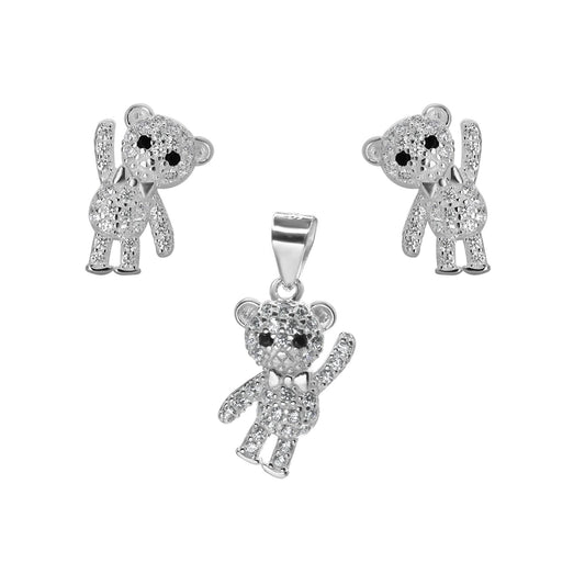 Conjunto de Plata 925 Diseño Oso de Circones