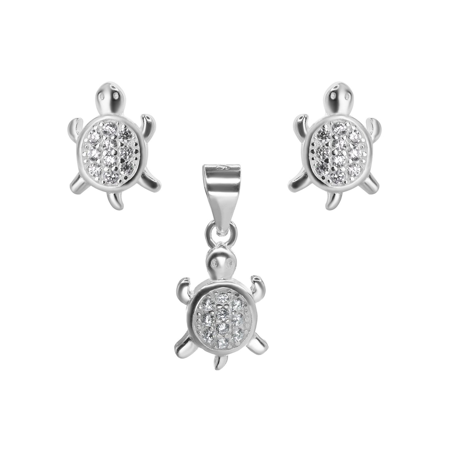 Conjunto de Plata 925 Diseño Tortuga con Circones