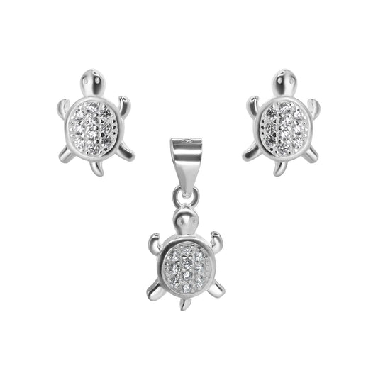Conjunto de Plata 925 Diseño Tortuga con Circones