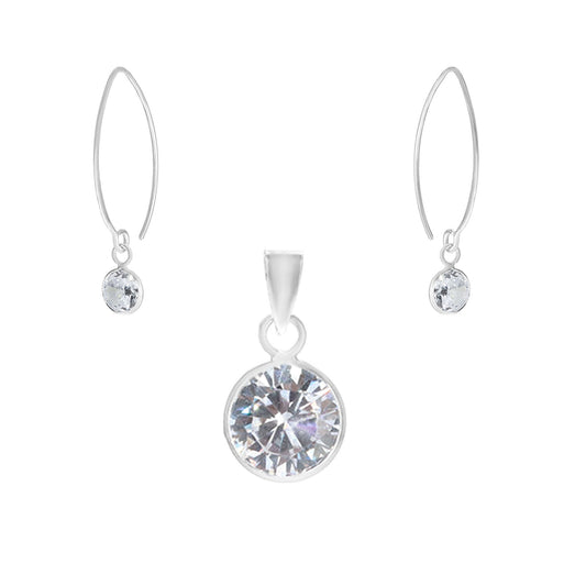 Conjunto de Plata 925 Estilo Gancho con Circón Tradicional  6 y 8 mm