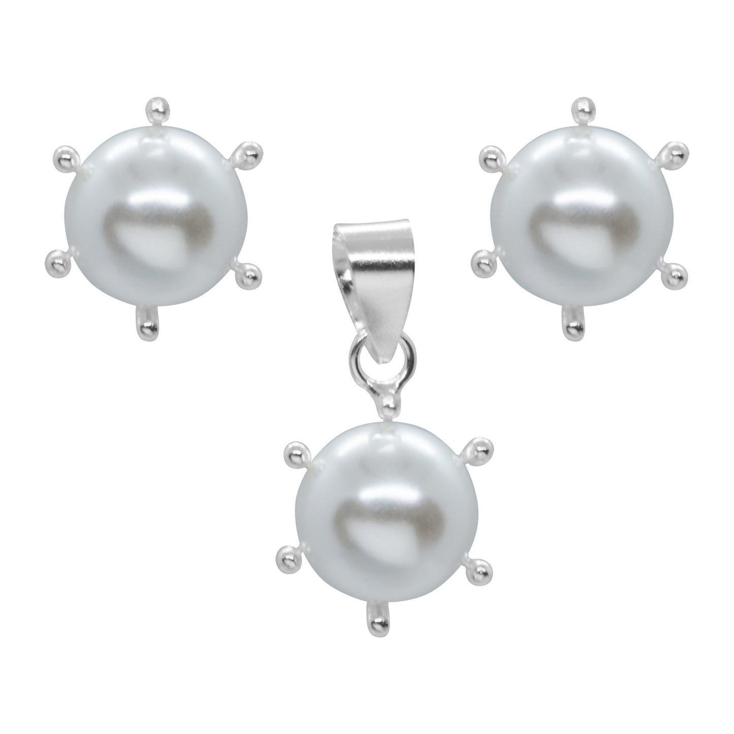 Conjunto de Plata 925 Perla con Pistilo 8 mm