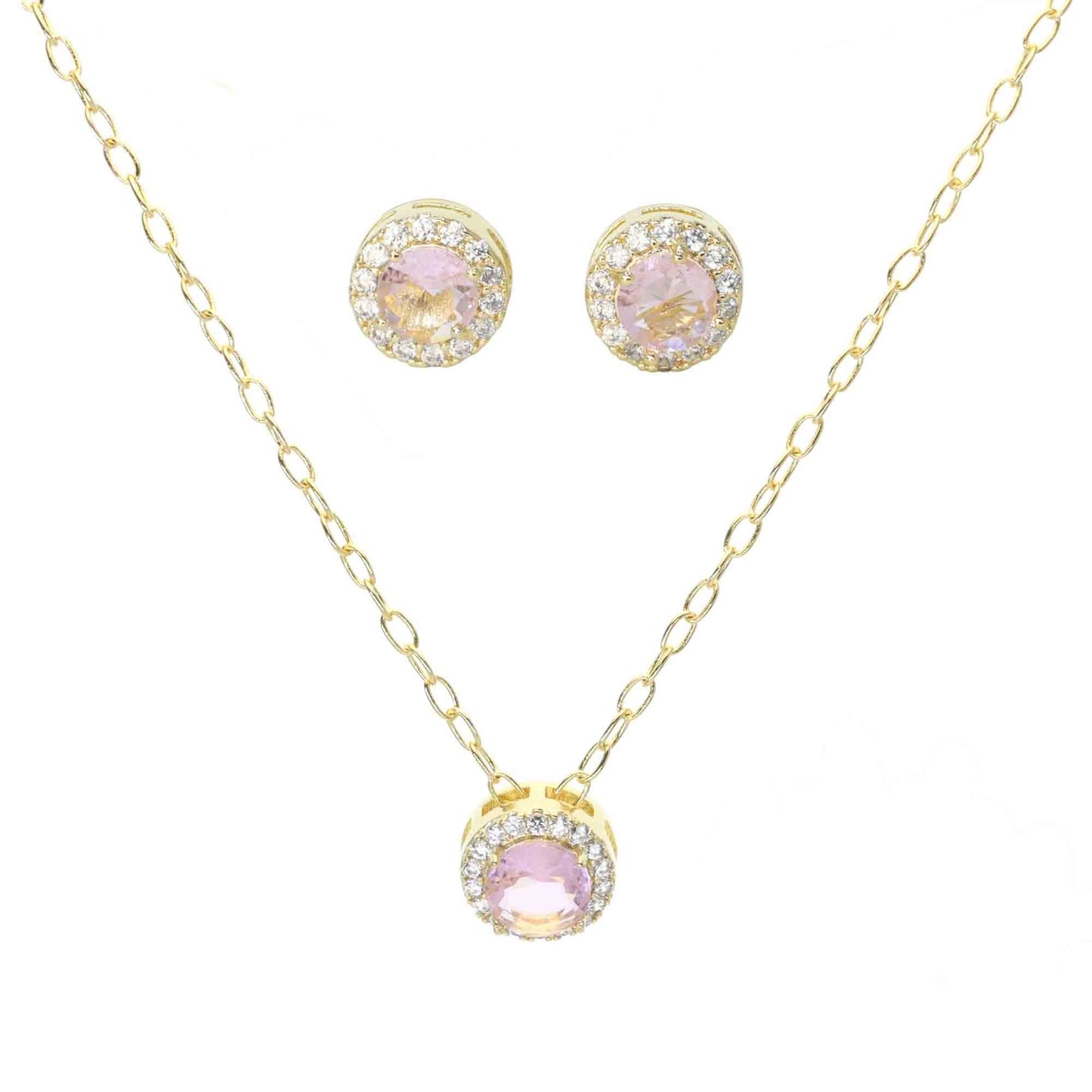 Conjunto Enchapado en Oro Tambor Rosa y Circones Tradicionales