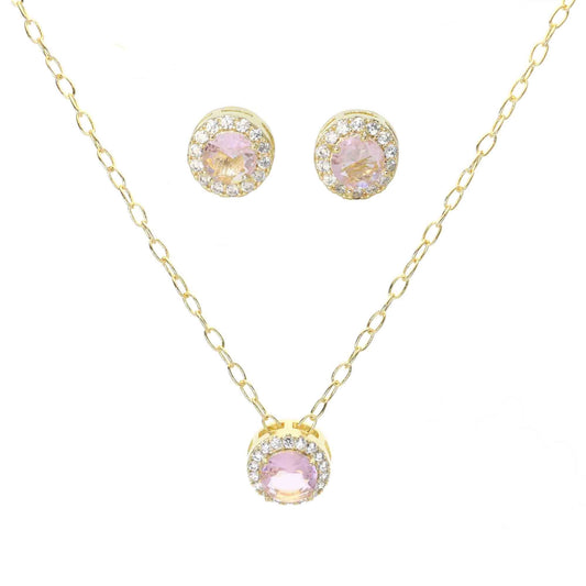 Conjunto Enchapado en Oro Tambor Rosa y Circones Tradicionales