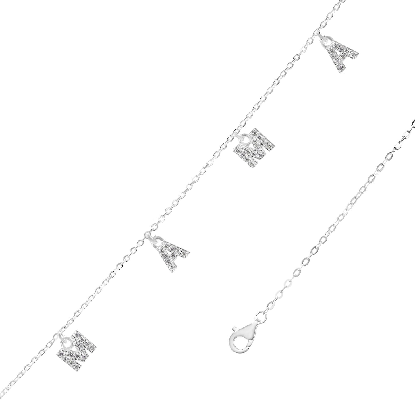 Pulsera de Plata 925 Diseño "MAMÁ" con Circones