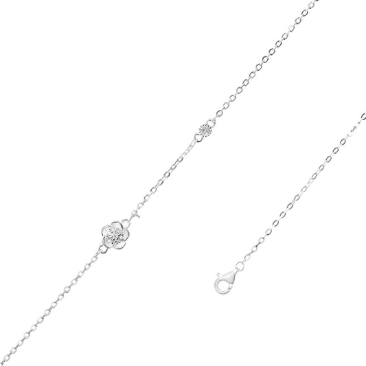Pulsera de Plata 925 Flor de Pétalos con Circones