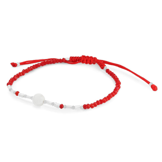 Pulsera de Plata 925 Macramé con Cristales de Colores y Perla