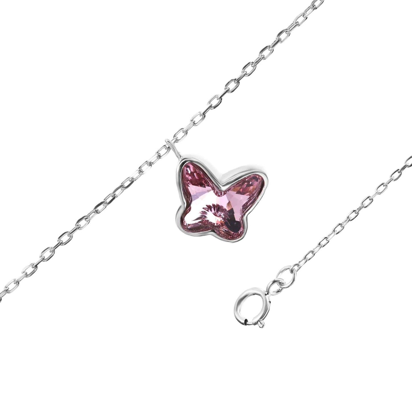 Pulsera de Plata 925 Modelo Mariposa Swarovski Elements Cristal Rosa