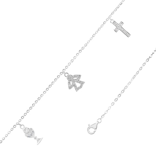 Pulsera de Plata 925 Trio de Colgantes con Circones