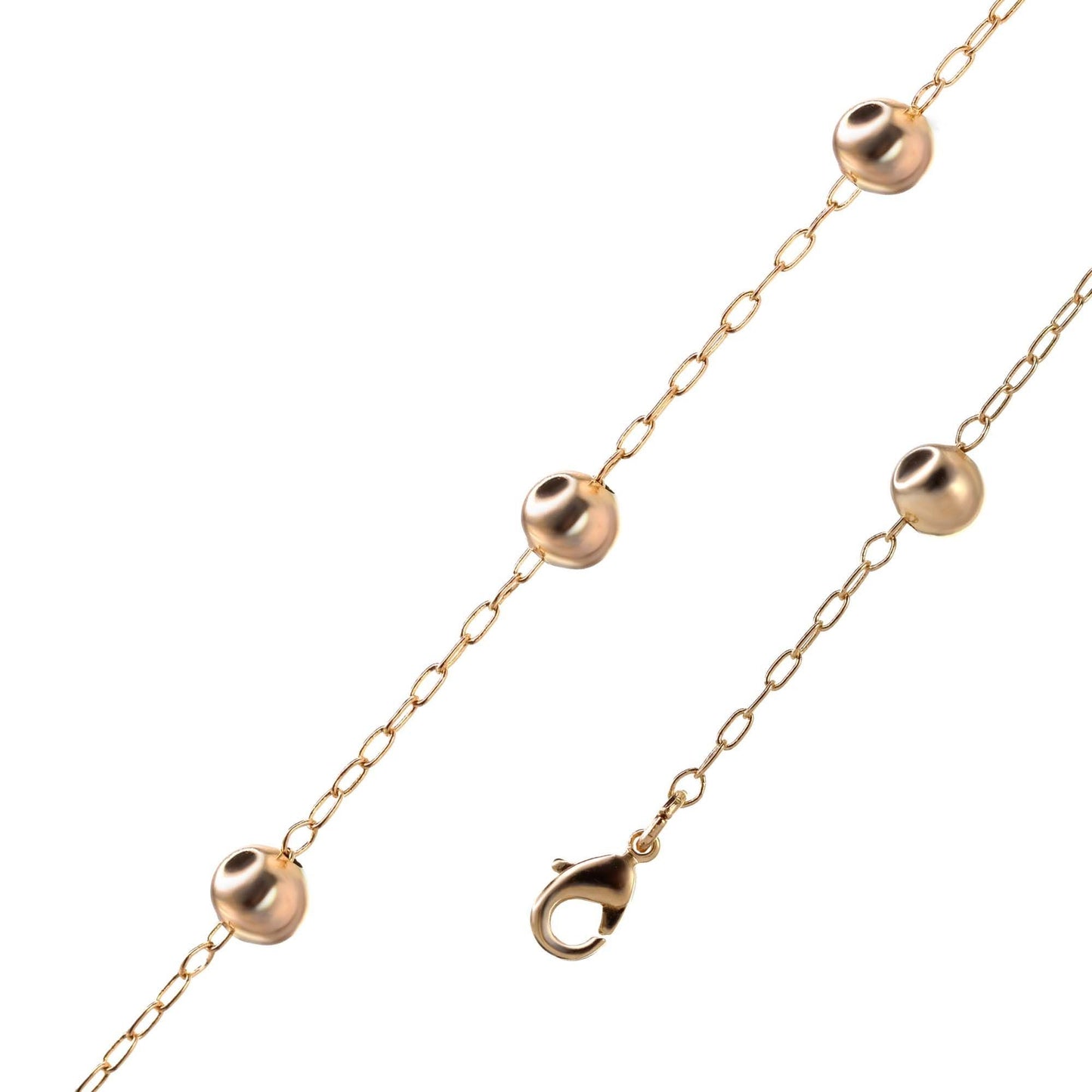Pulsera de Plata Enchapada en Oro Diseño Serie de Esferas Lisas
