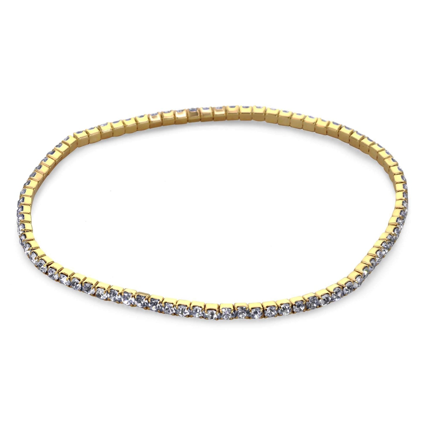 Pulsera Enchapada en Oro Diseño Serie de Circones , Elasticada