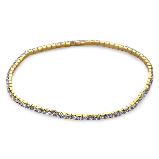 Pulsera Enchapada en Oro Diseño Serie de Circones , Elasticada