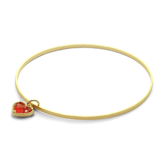 Pulsera Enchapada en Oro Modelo Esclava y Dije Corazón Rojo