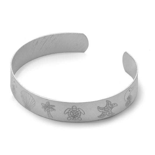 Pulsera Enchapada en Plata Esclava con Grabado Diseño Marino