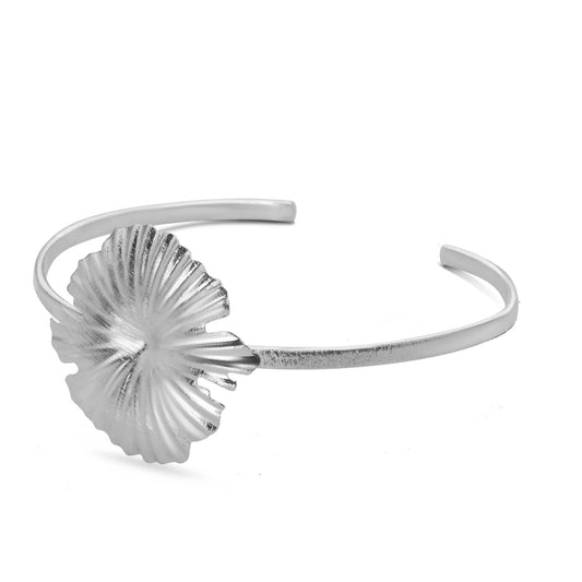 Pulsera Enchapada en Plata Esclava Satinada con Placa Diseño Irregular con Relieve
