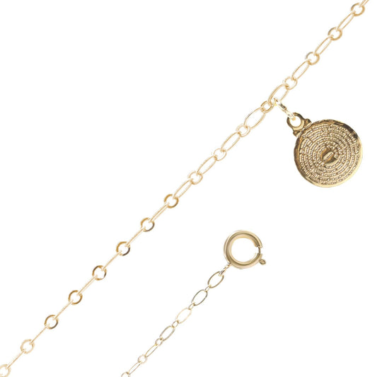 Pulsera Enchapado en Oro Diseño con Colgante Placa Padre Nuestro y Broche Timón
