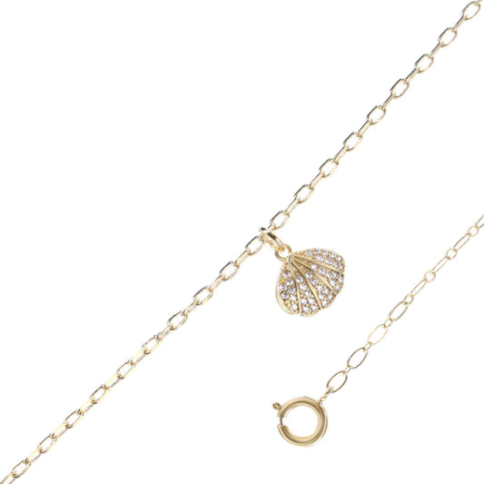Pulsera Enchapado en Oro Diseño Marino de Concha con Circones