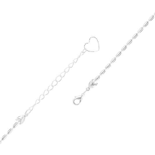 Pulsera Enchapado en Plata Estilo Mostacillas Ovaladas con Alargue de Fino Corazón