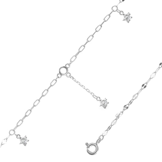 Tobillera de Plata 925 Diseño Trío de Estrellas de Circones