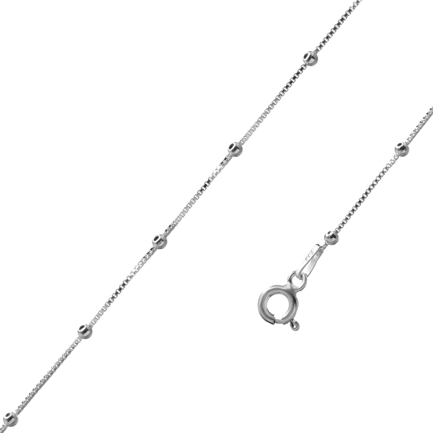 Tobillera de Plata 925 Estilo Veneciana y Esferas Lisas 25 cm