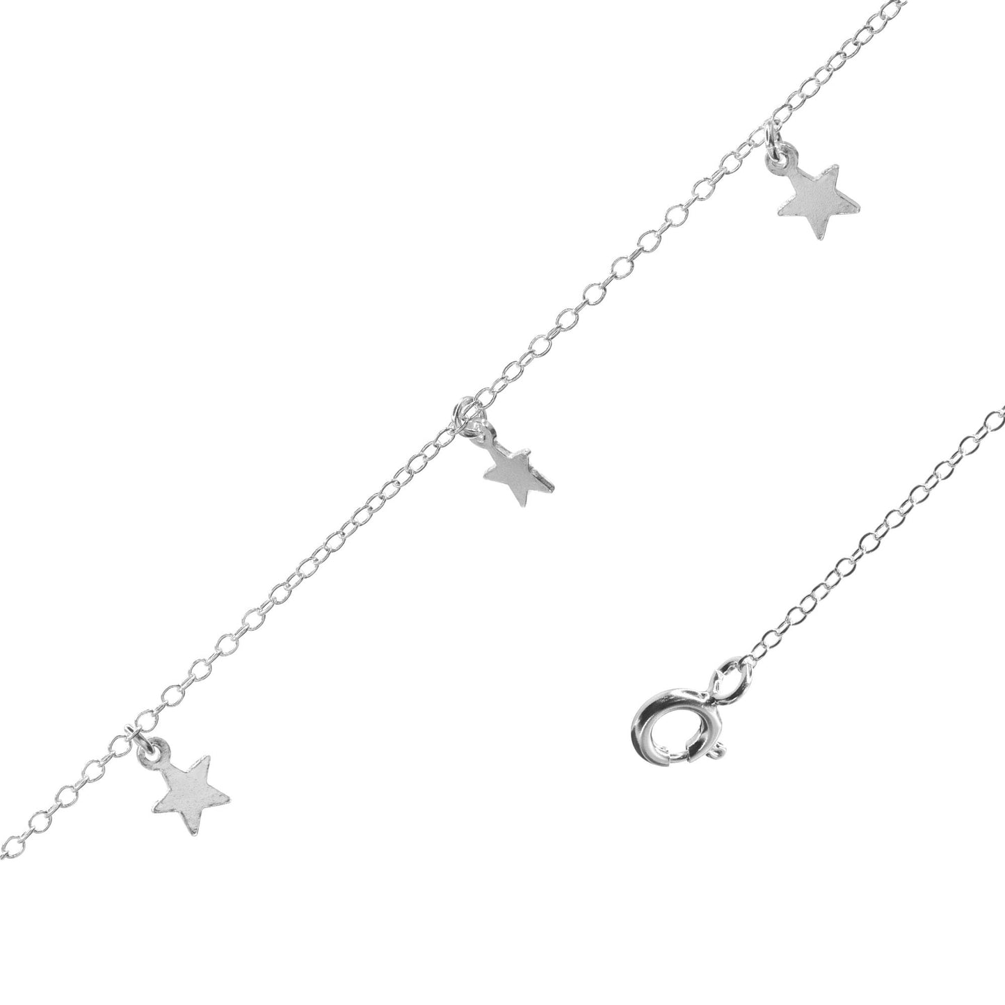 Tobillera de Plata 925 Placas de Estrellas Lisas